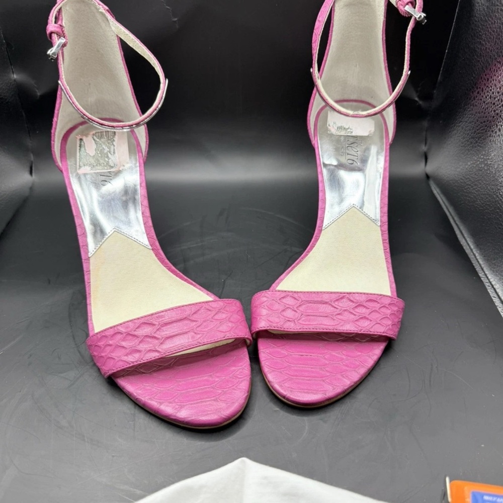 Michael Kors KRISTEN MID 10 Heels Embossed Leather Fuchsia Pink Stilettos MK